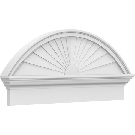 Segment Arch Sunburst Architectural Grade PVC Combination Pediment, 36W X 15-7/8H X 2-3/4P